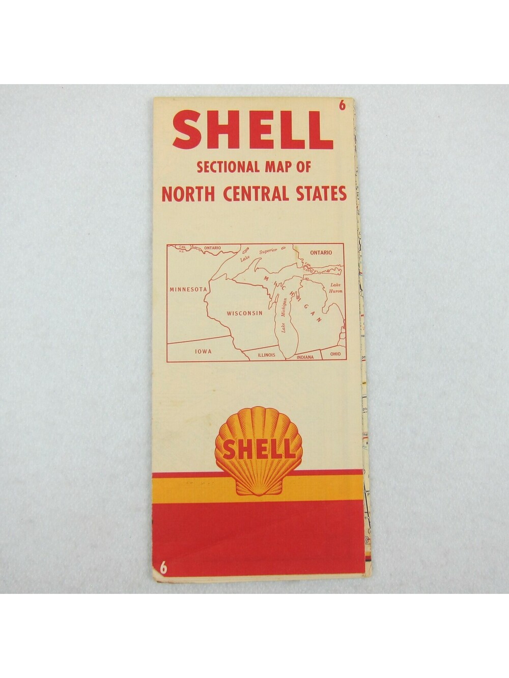 Vintage SHELL Gas & Oil Folding Road Map North Central States